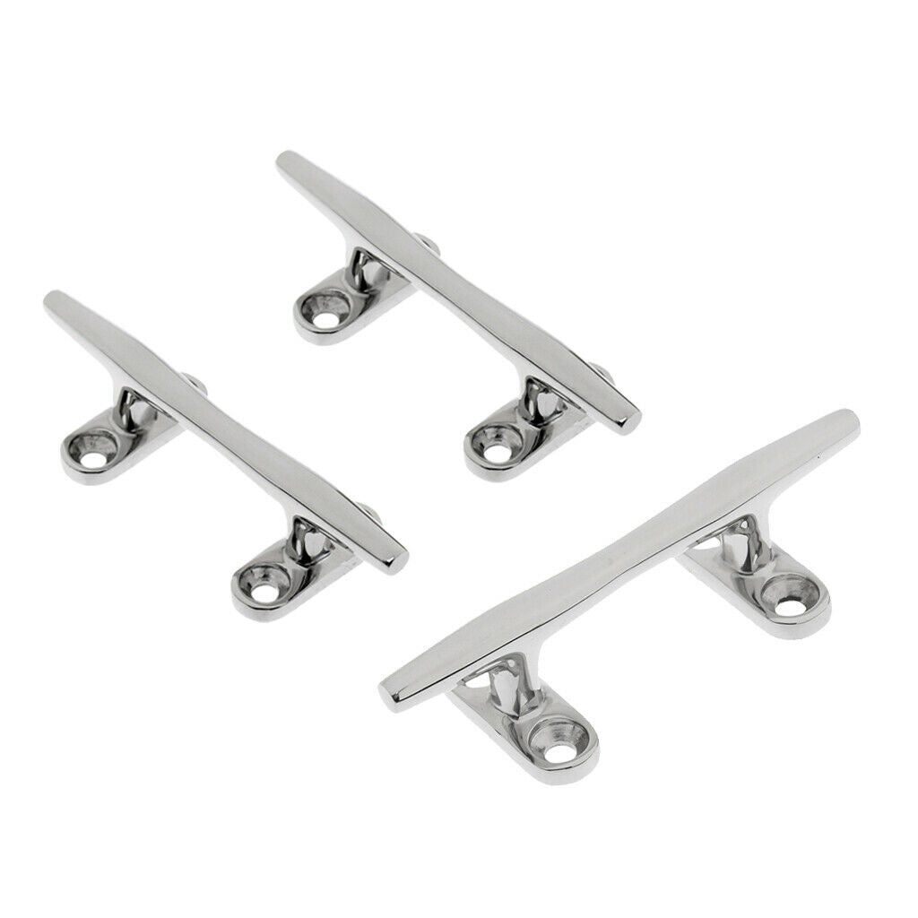 3x High Polished 10cm Boat Deck Dock Rope Line Cleat Cast Solid Heavy Duty
