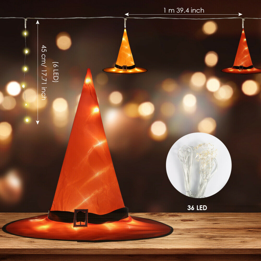 Halloween Witch Hat String Light Battery Operated String Fairy Light 8-Modes
