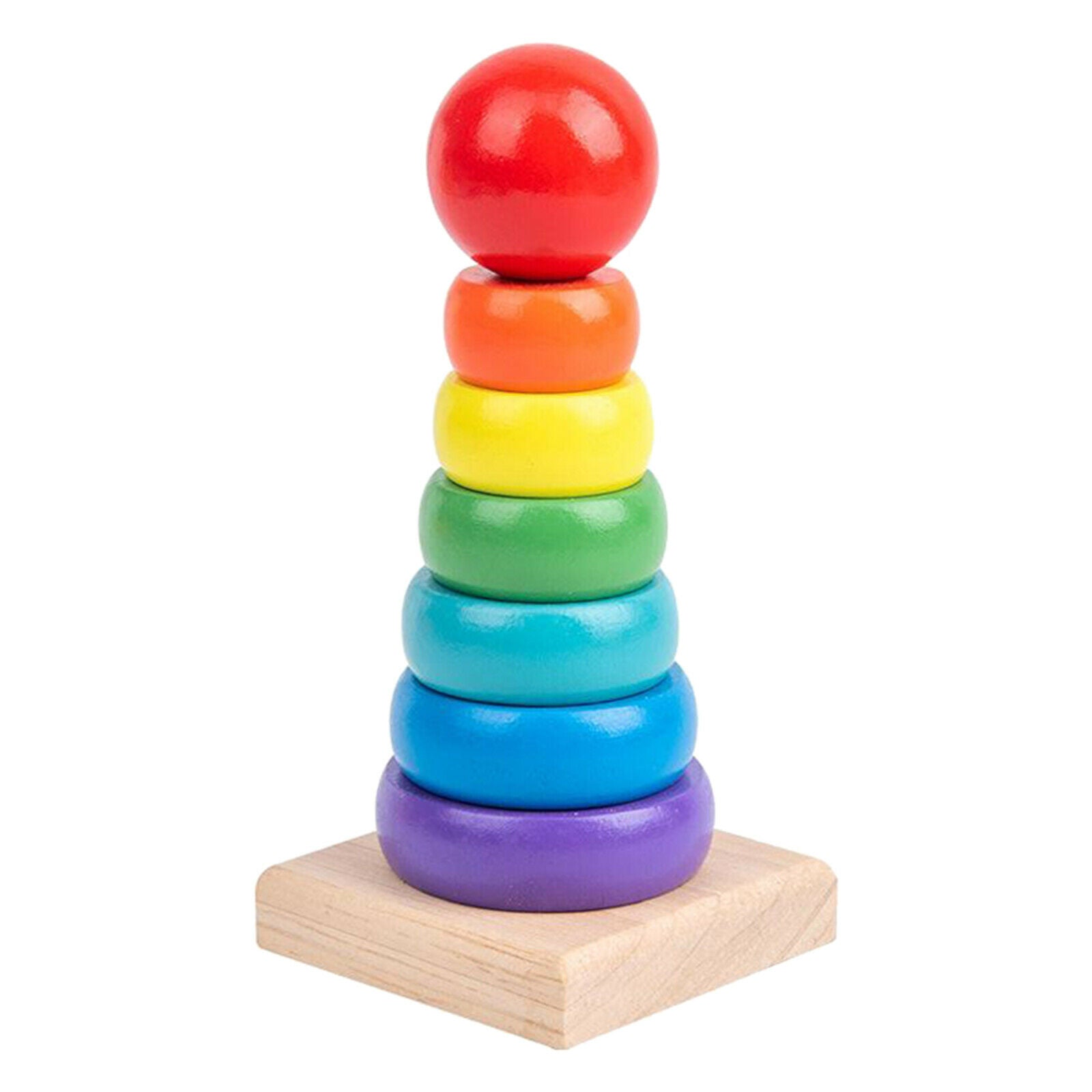 2xWooden Colorful Building Stacking Blocks Baby Kids Educational Montessori Toys