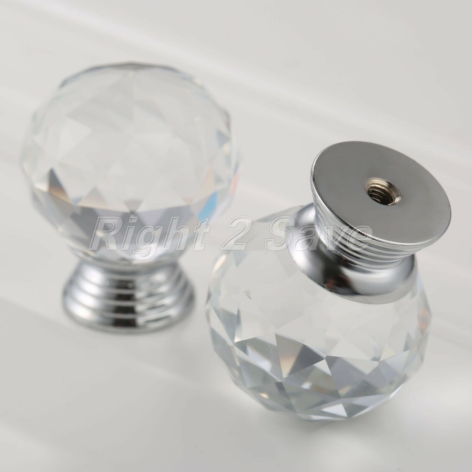 Clear 30mm Knob Crystal Glass Round Pull Cupboard Cabinet Drawer Handle 1PC