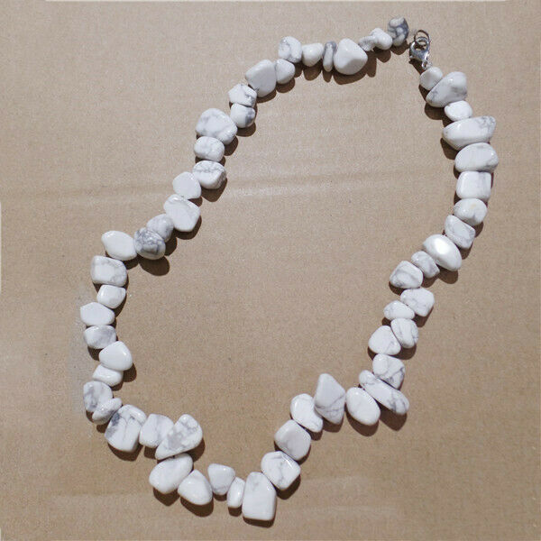 1 Strand Unisex Natural White Howlite Freeform Beads Handmade Necklace HH9283