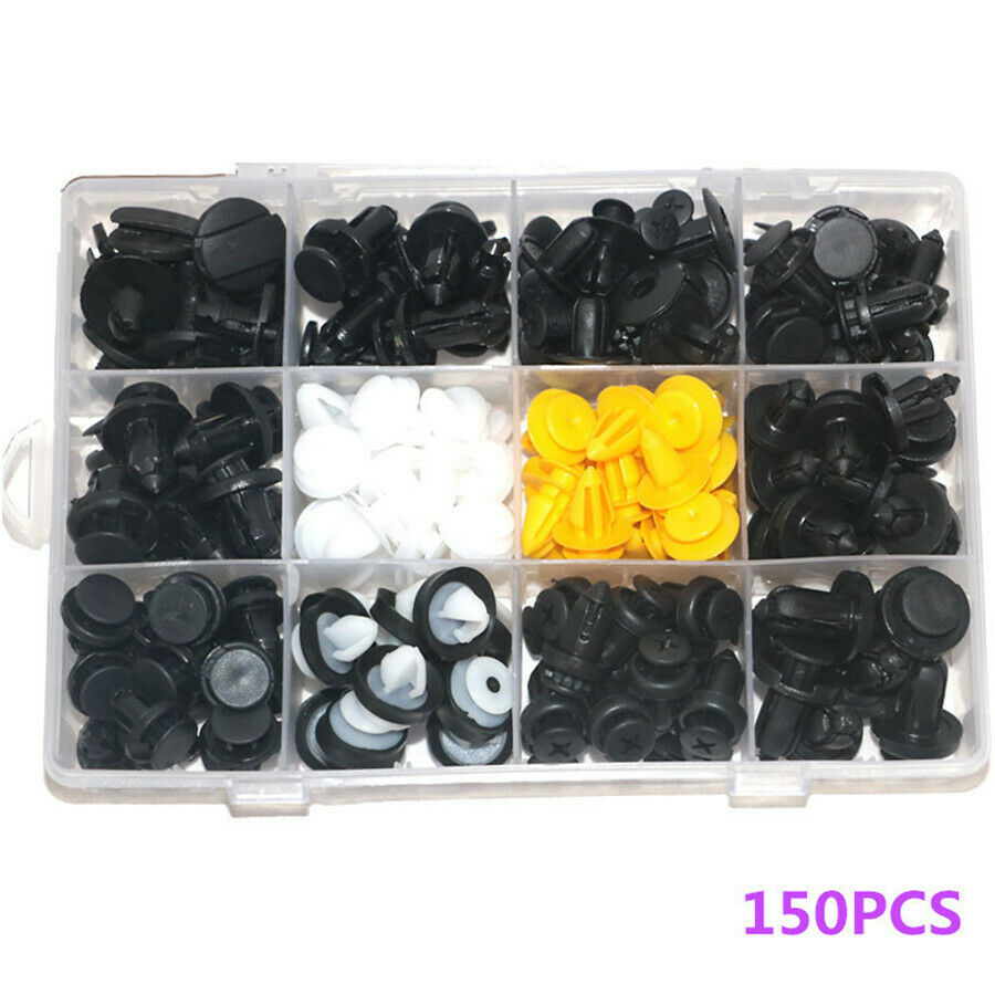 150x Plastic Fasteners Push Pin Rivet Clips Kit For Car Door Panel Bumper Fender