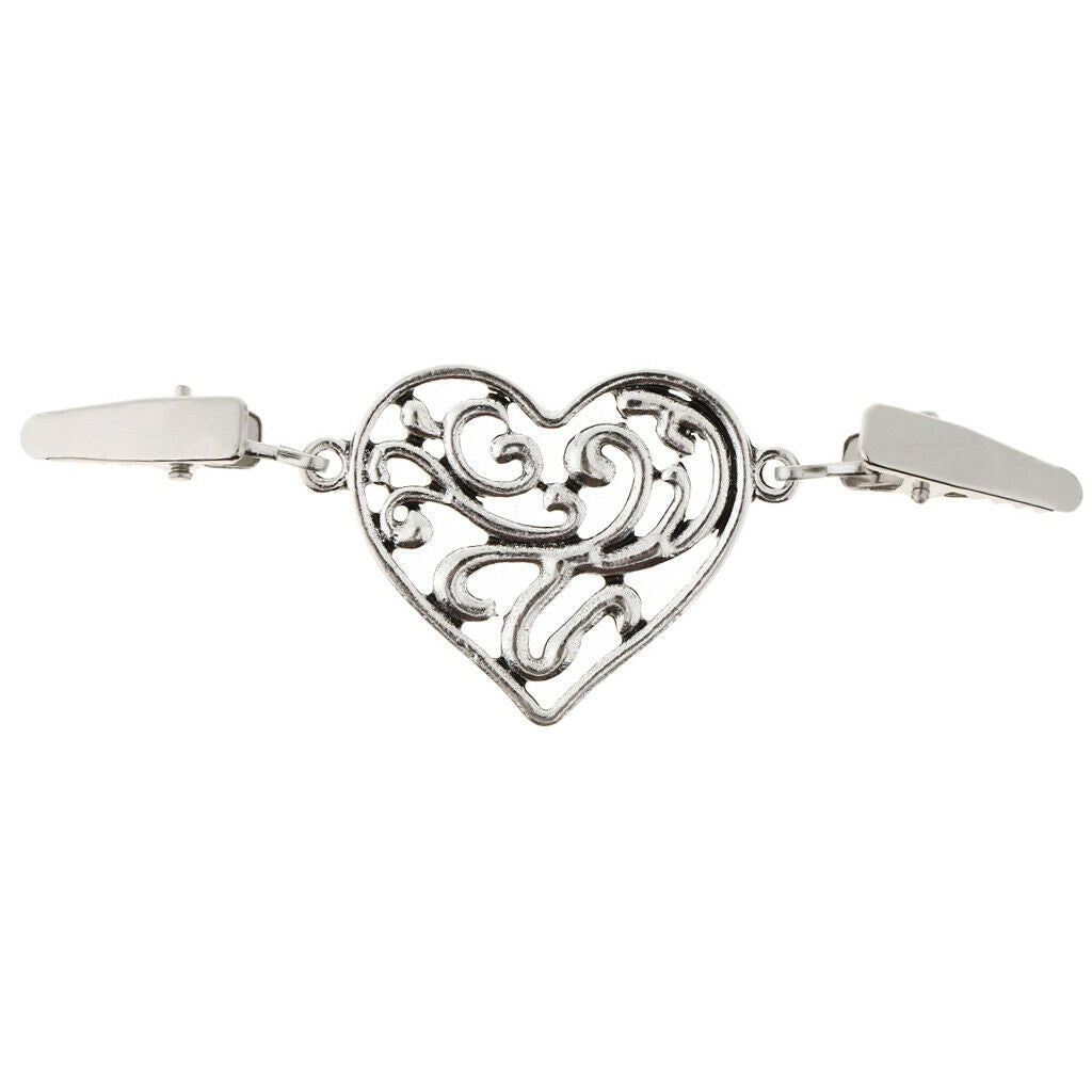 2 Piece Women Cardigan Clip Sweater Clip Shawl Clip Heart Brooch