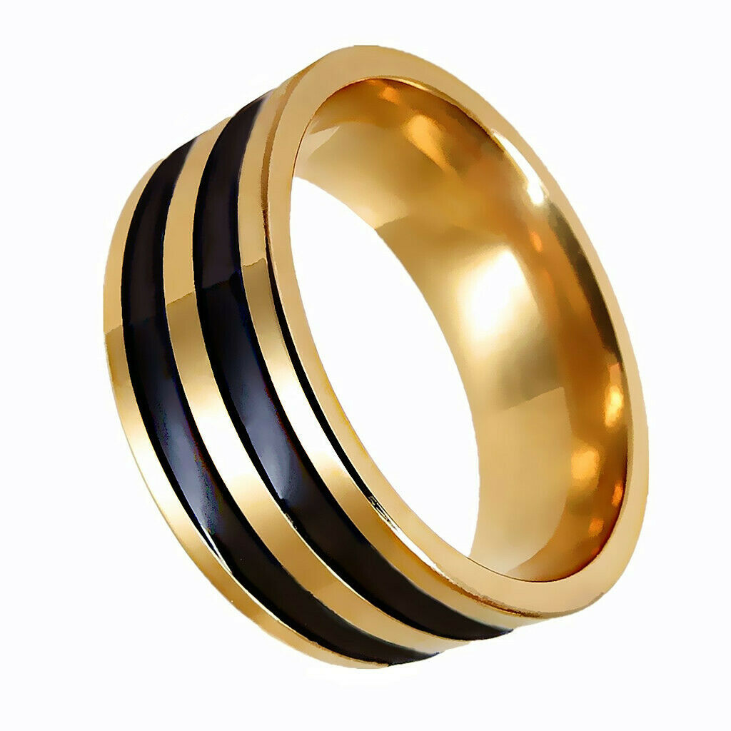 Fashion Jewelry Punk Men's Stripe Finger Band Ring Stainless Steel Ring 18mm