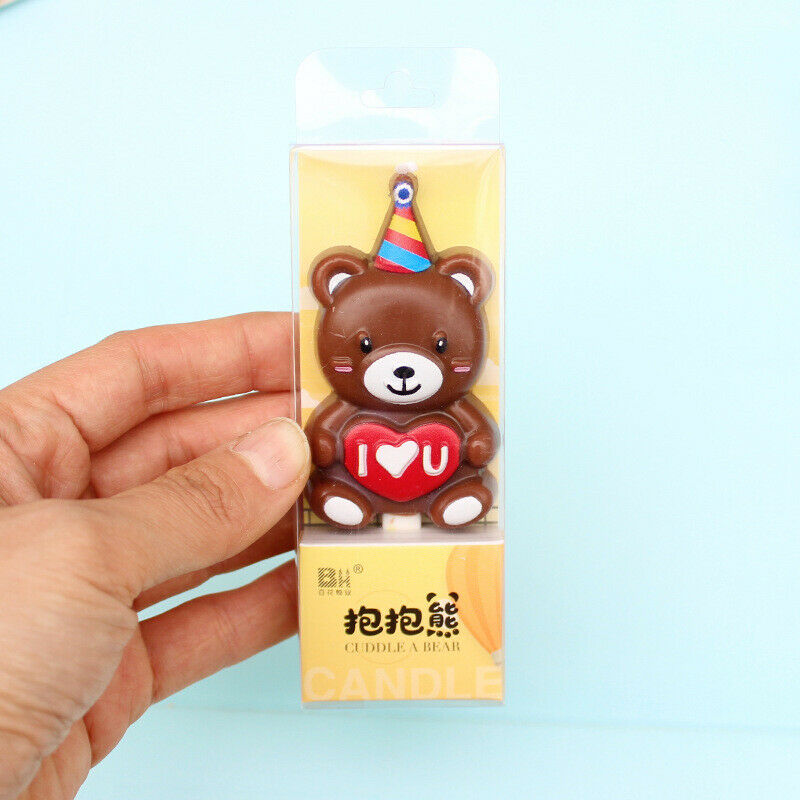 1Pcs Cartoon Candles Bear Love Number For A Cake Shimmer Baby Shower PartyFCA