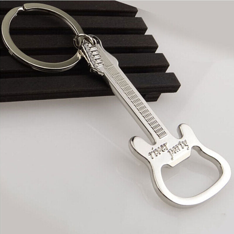 Guitar Bottle Opener Ring Keyring Chain Metal Bar Wine Beer Cap Hang Tool.l8
