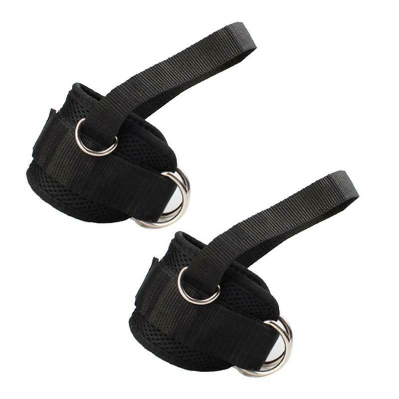 Adjustable 4 D-Ring Ankle Straps Gym Foot Cable Machine Fitness Thigh Glute Pad