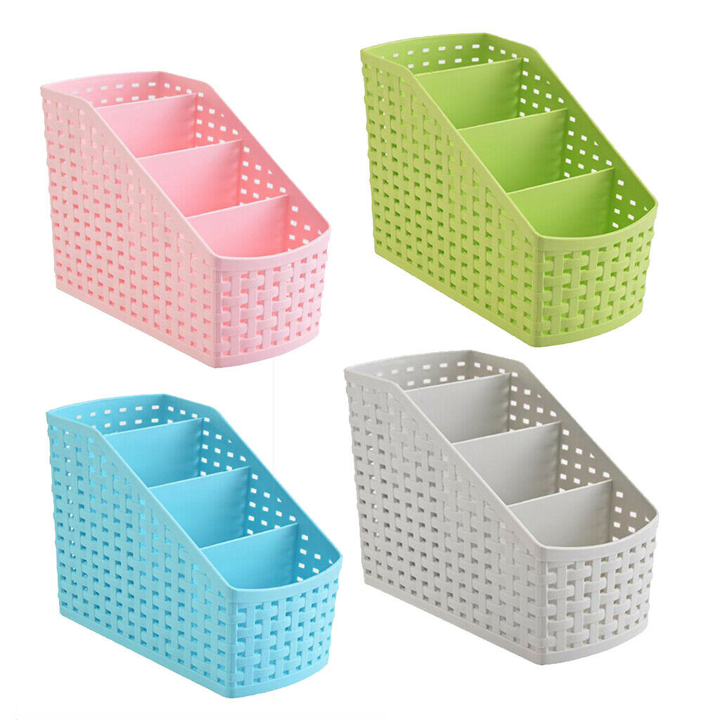 Plastic Makeup office Holder Kitchen Desktop Storage Organizer Basket Blue
