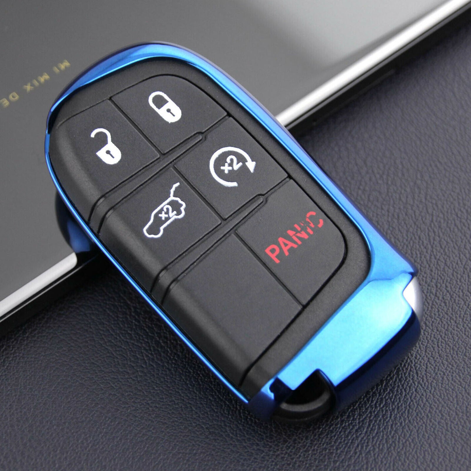For Jeep Dodge Chrysler Car Key Fob Case Cover Chain Ring Accessories