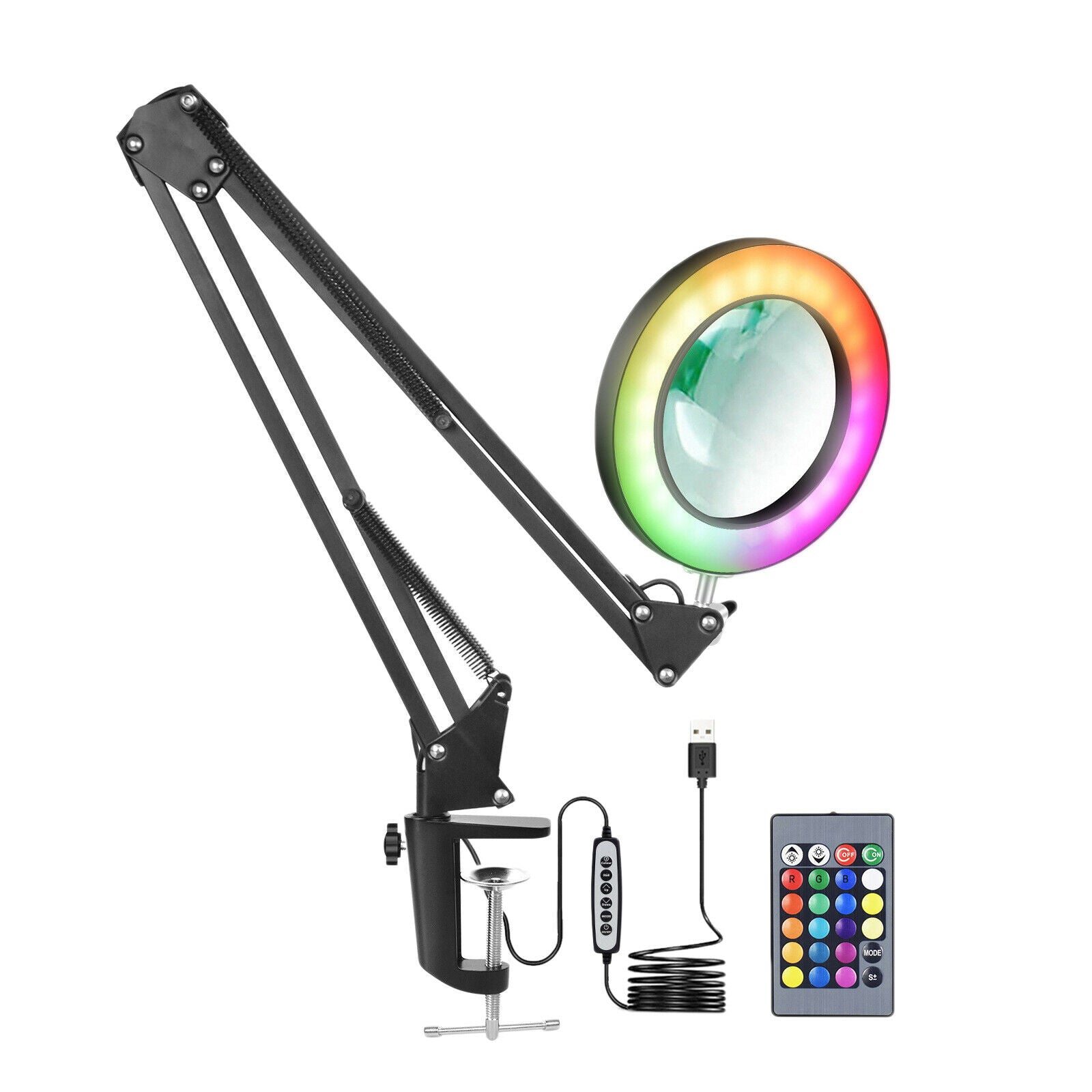 5x Magnifying Glass with Light USB Powered 3 Colors Illuminated for Reading