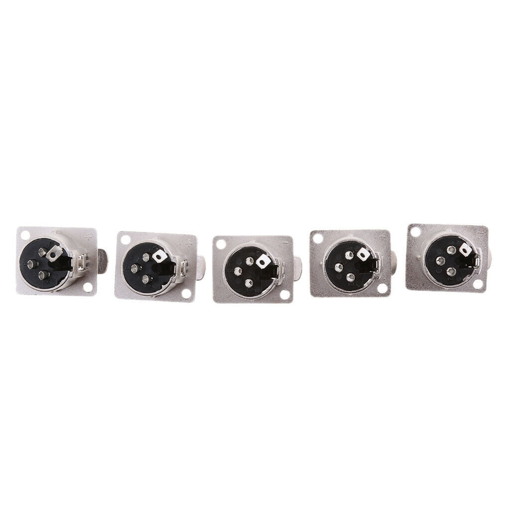 5pcs Support Panel XLR Metal Panel Mounting Connector Adapter 3 Pin