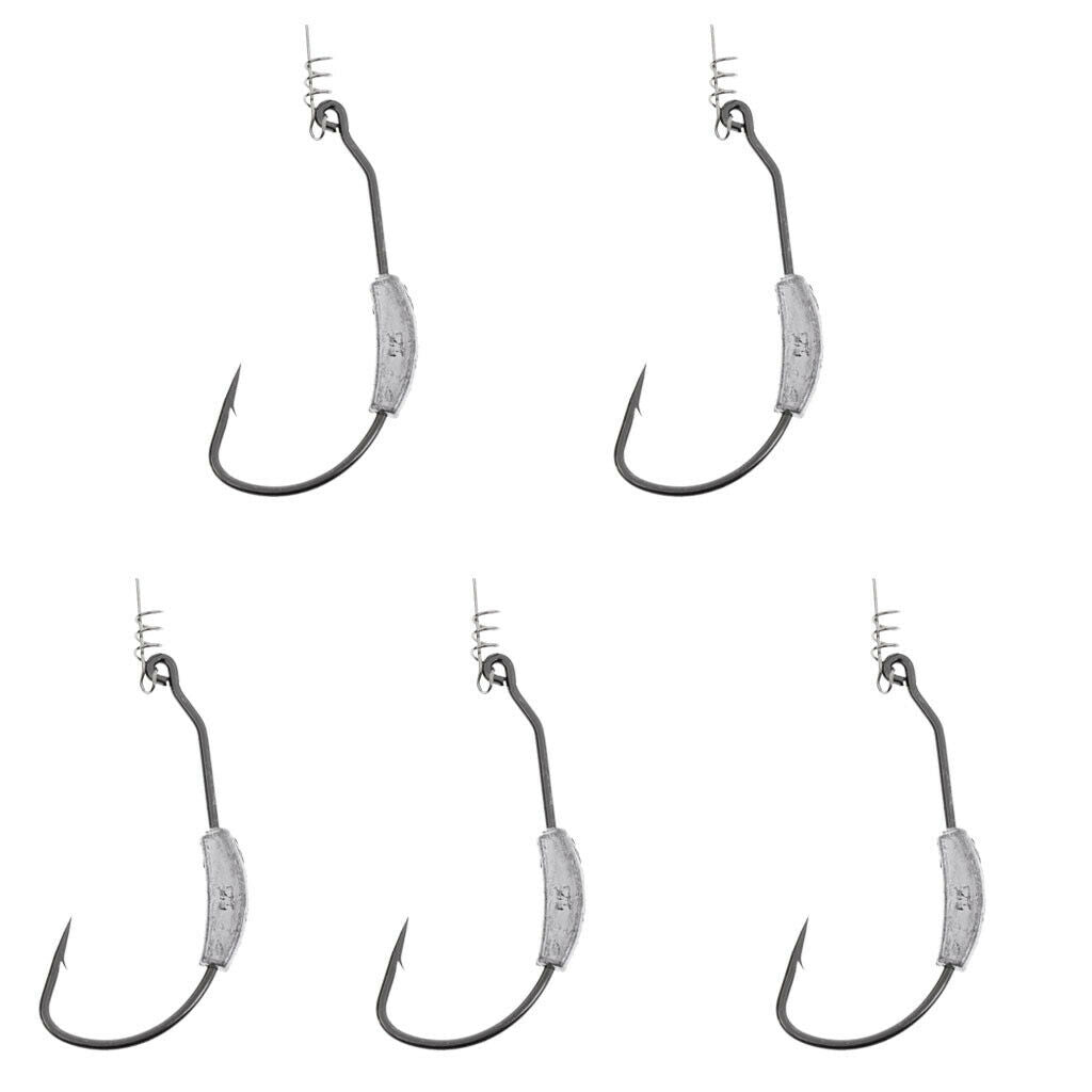 15Pcs Weighted Spring Twist Lock Fishing Hooks Worms Lures 2/3/5g Springs
