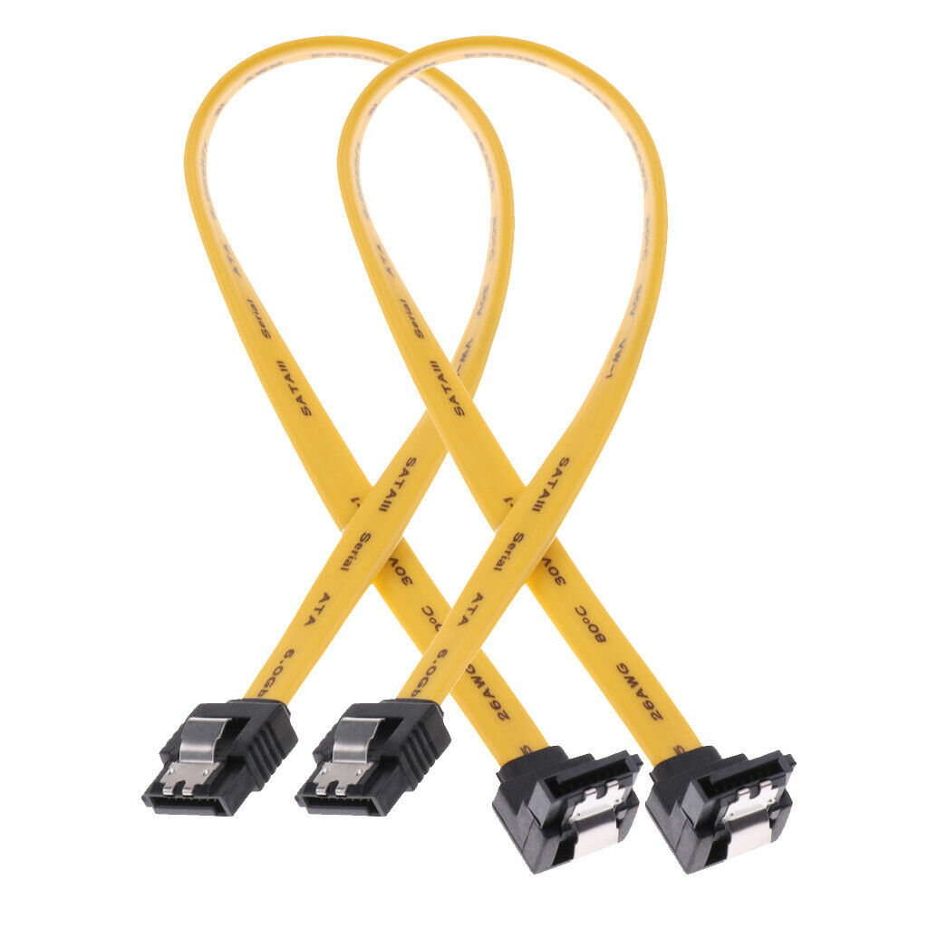 2xSATA III Data Drive Cable 6.0Gbps With Locking Latch 11.8''/30cm 90 Degree