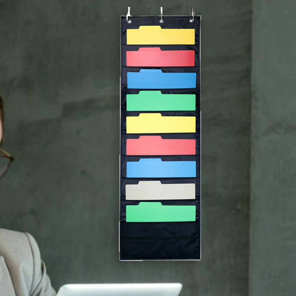 Hanging Storage Pocket Chart with 10 Pockets 3 Hangers Wall Organize Files