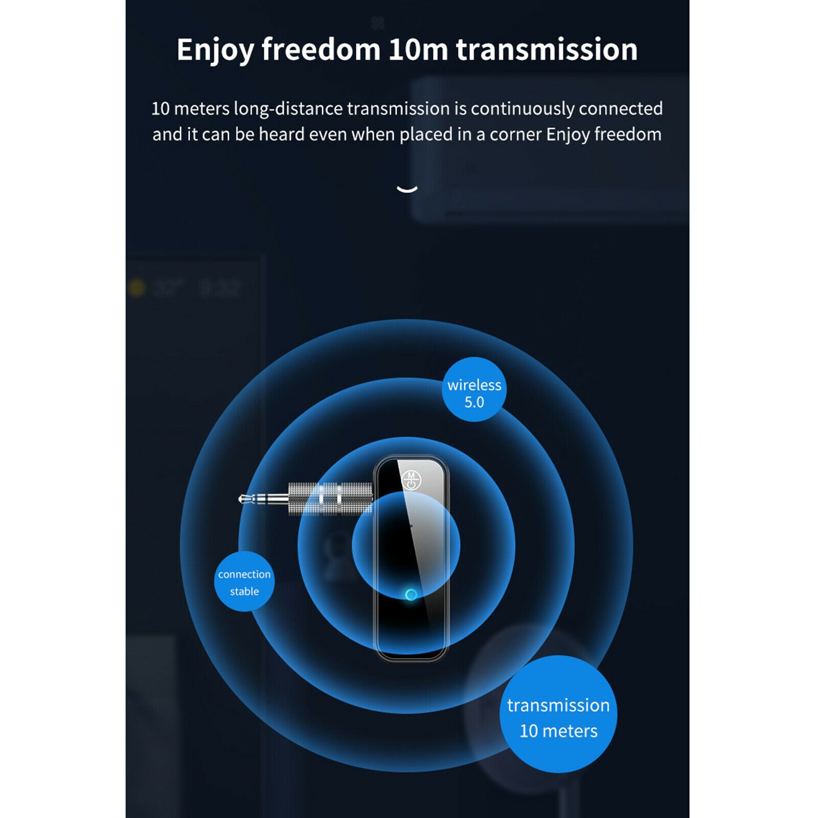 Bluetooth Receiver/Car Kit, Portable Wireless Audio AUX Adapter 3.5mm Stereo