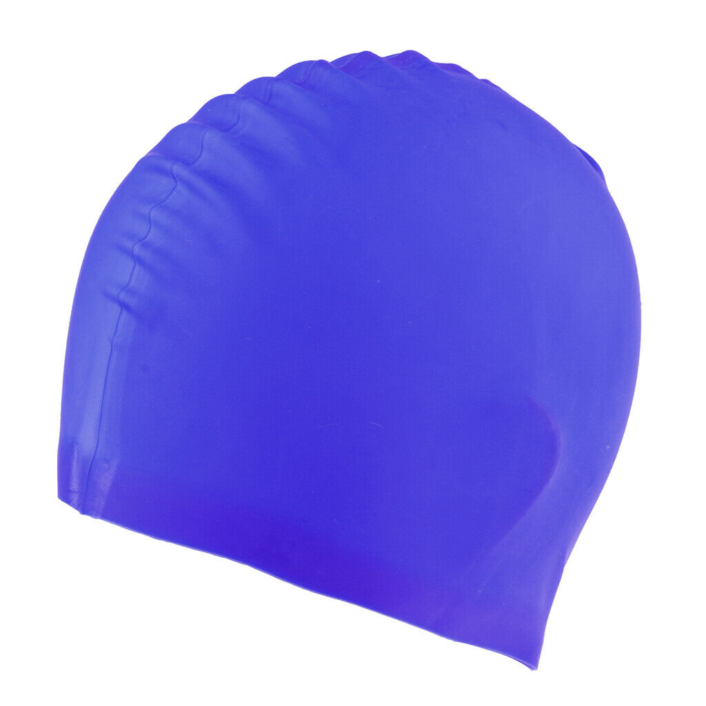 Swimming caps waterproof premium silicone no slip bathing hat blue