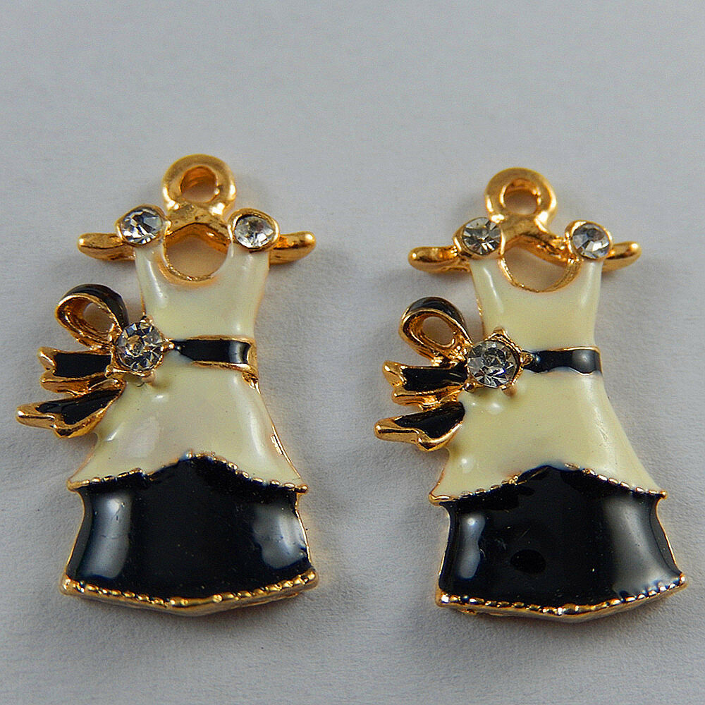 50974 Mixed Color Enamel Alloy Rhinestone Princess Dress Pendant Charm Crafts 5x