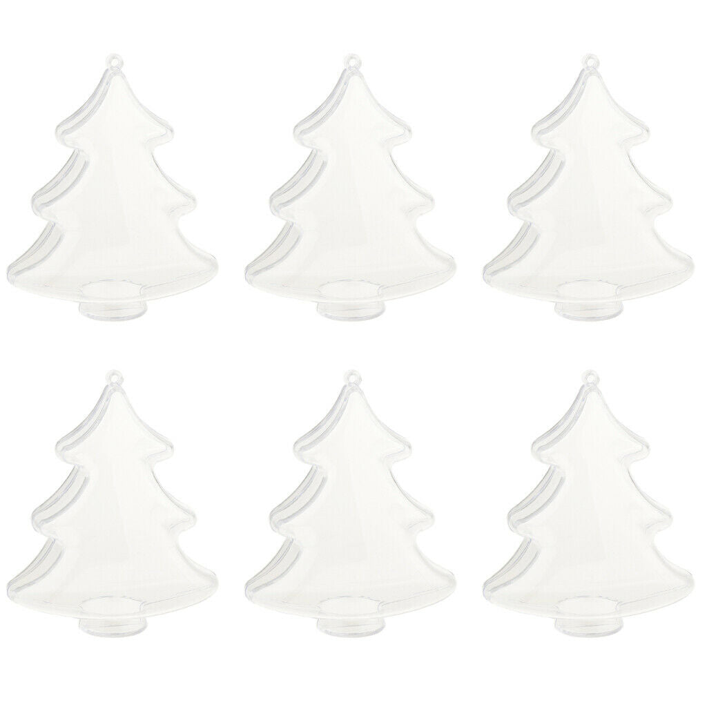 6pcs Mini Fir Christmas Bauble Hanging Clear Plastic Perfect Decoration
