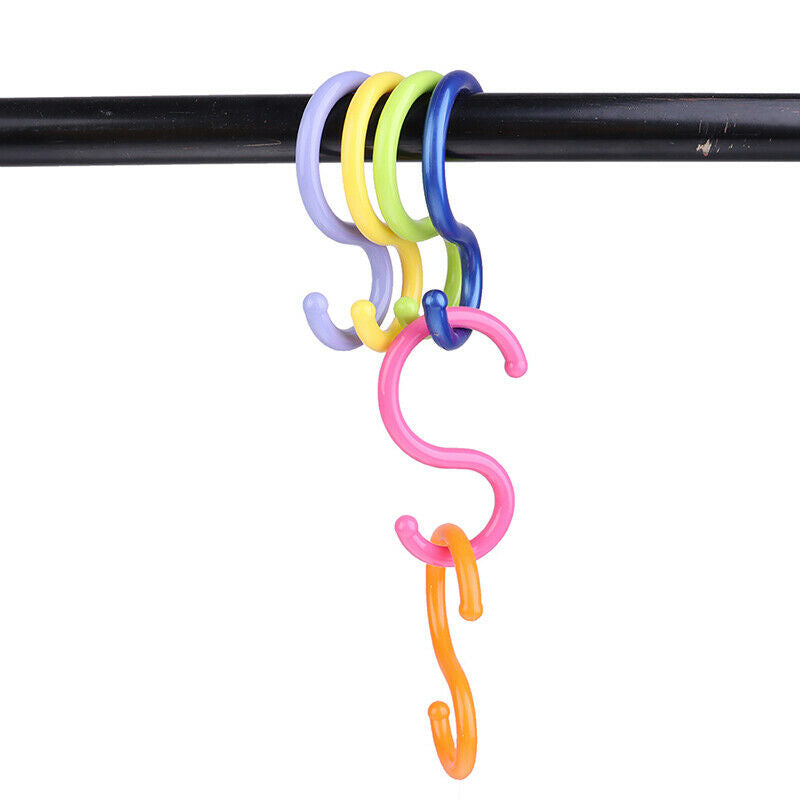 6Pcs/Lot Bucket Hook S Shape Kitchen Hanger Clothes Hooks Plastic Hanging Hooks