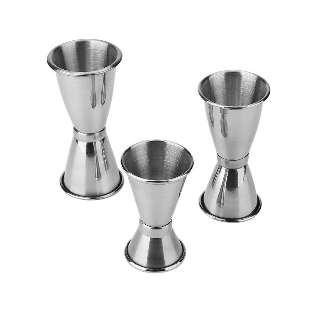 3Pcs Stainless Steel Cocktail Drink Tool Mixer Measuring Cup Jigger Measurer Set