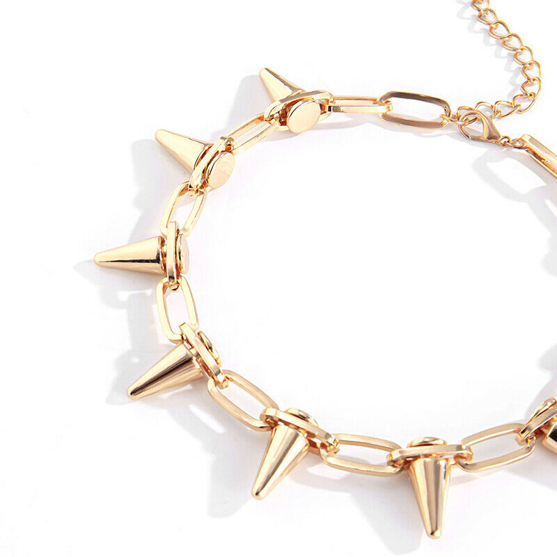 Fashion Punk Spike Rivet Gothic Choker Necklace Women Men Jewelry Gi.l8
