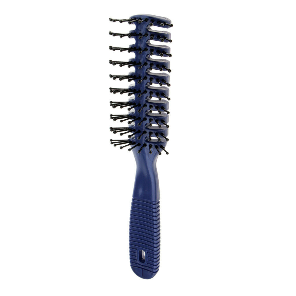 Plastic Styling Hair Brush Ribs Comb Anti-Static Salon Curly Hair Brush Blue