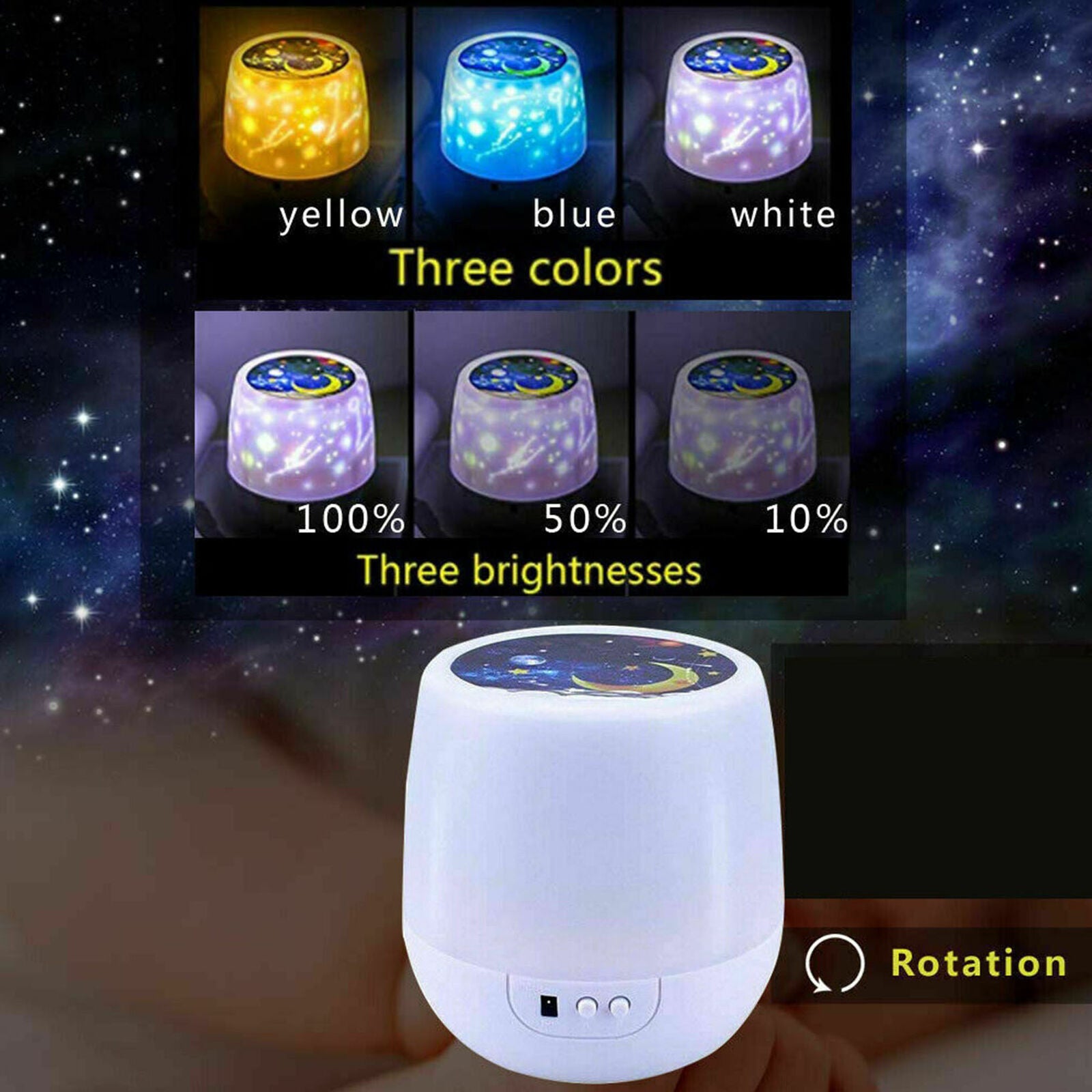 Rotating LED Light Projector Star Moon Sky Baby Kids Night Mood Lamp Xmas Gift