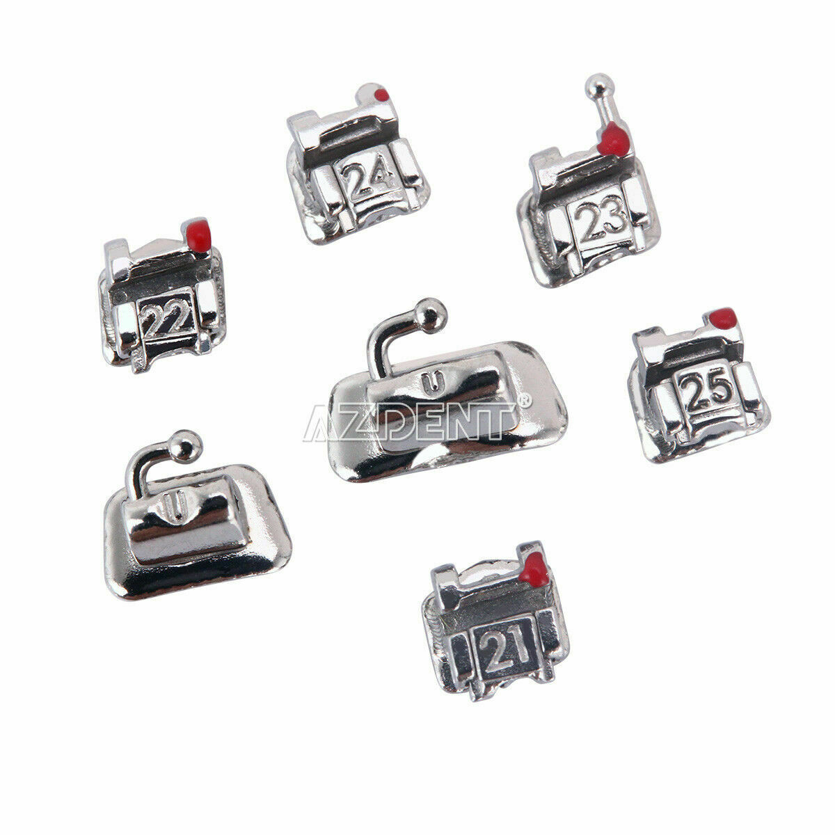 5 X Dental Orthodontic Self- ligating Brackets Braces Mini MBT 022 Hook 3 Metal