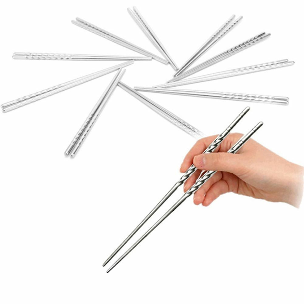 5 Pairs Portable Stainless Steel Chopsticks Chinese Food Necessary Chopsticks