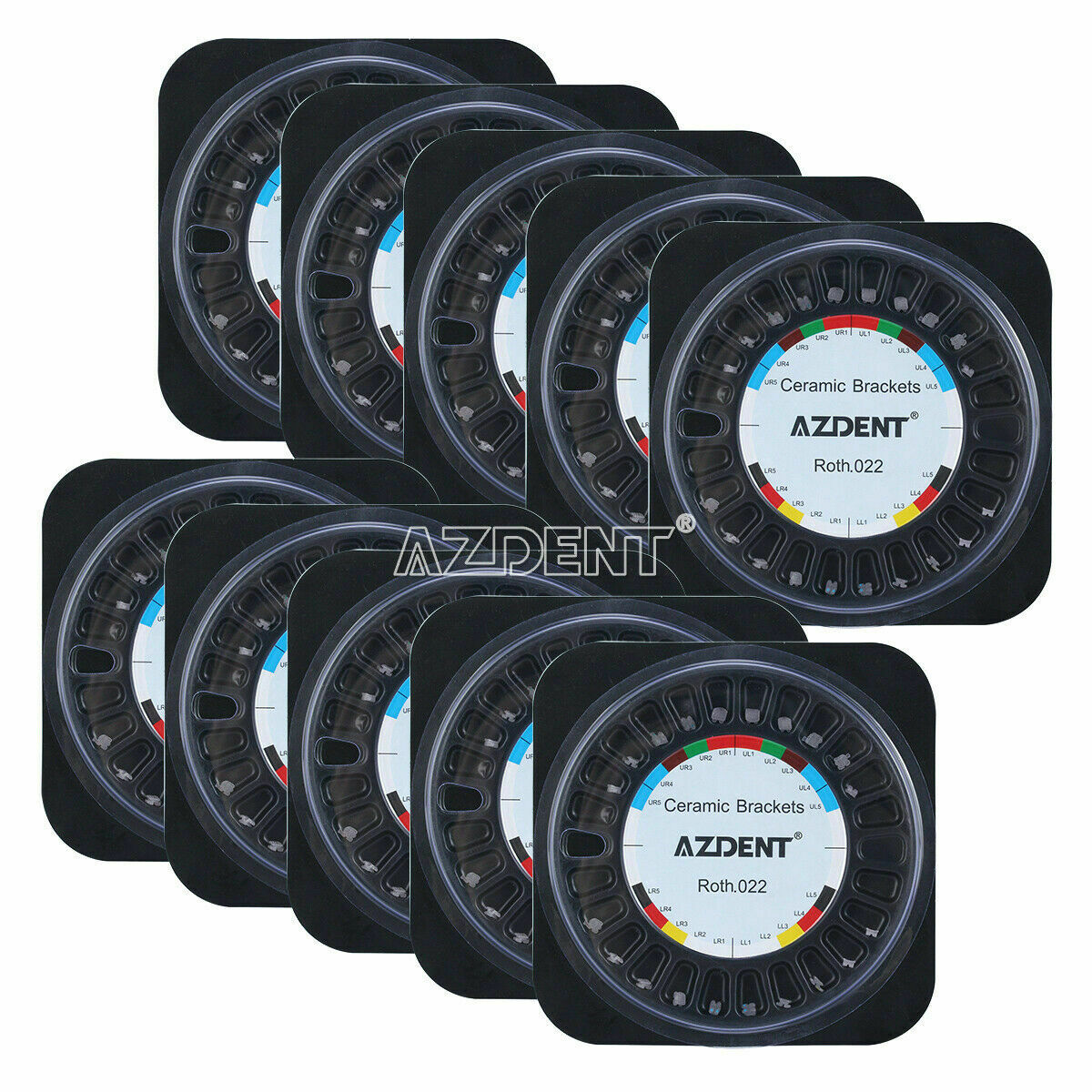 50 Packs Dental Braces Orthodontic Ceramic Brackets 5*5 Roth 022 Hook 345 AZDENT