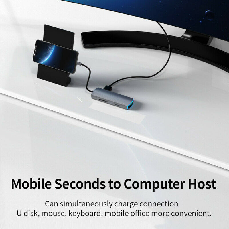 USB C Hub 6-In-1 Hub with 4K MI USB 3.0 SD/TF Card Slot for iPad Pro Macbook PN6