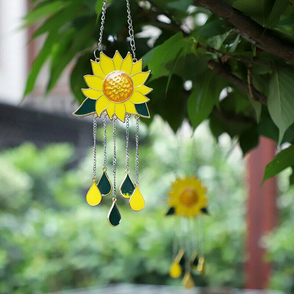 Sunflower Wind Chimes Outdoor Yard Garden Home Decor Ornament Hanging SunCatcher