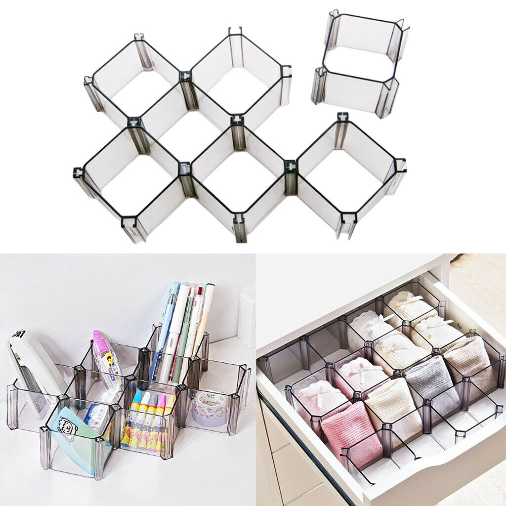 Adjustable Plastic Drawer Closet 12-Grid Divider Organizer Container Home