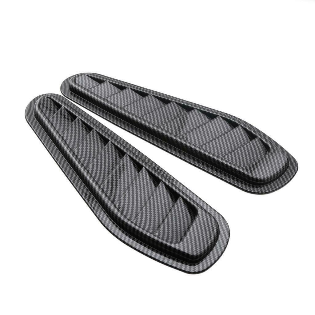 2XCarbon Fiber Car Air Flow Intake Hood Scoop Vent Louver Bonnet Cover Decor