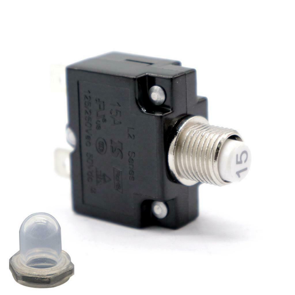 2PCS 15 Amp 10 Amp DC Thermal Circuit Breaker with Quick Connect Terminal &