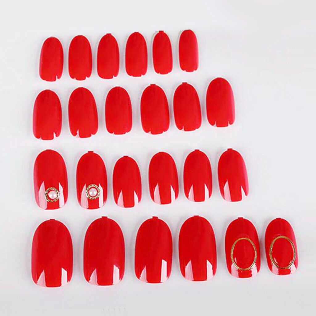 24x Women Ballerina Nails Oval Tips Short Nail for Party Wedding Daily