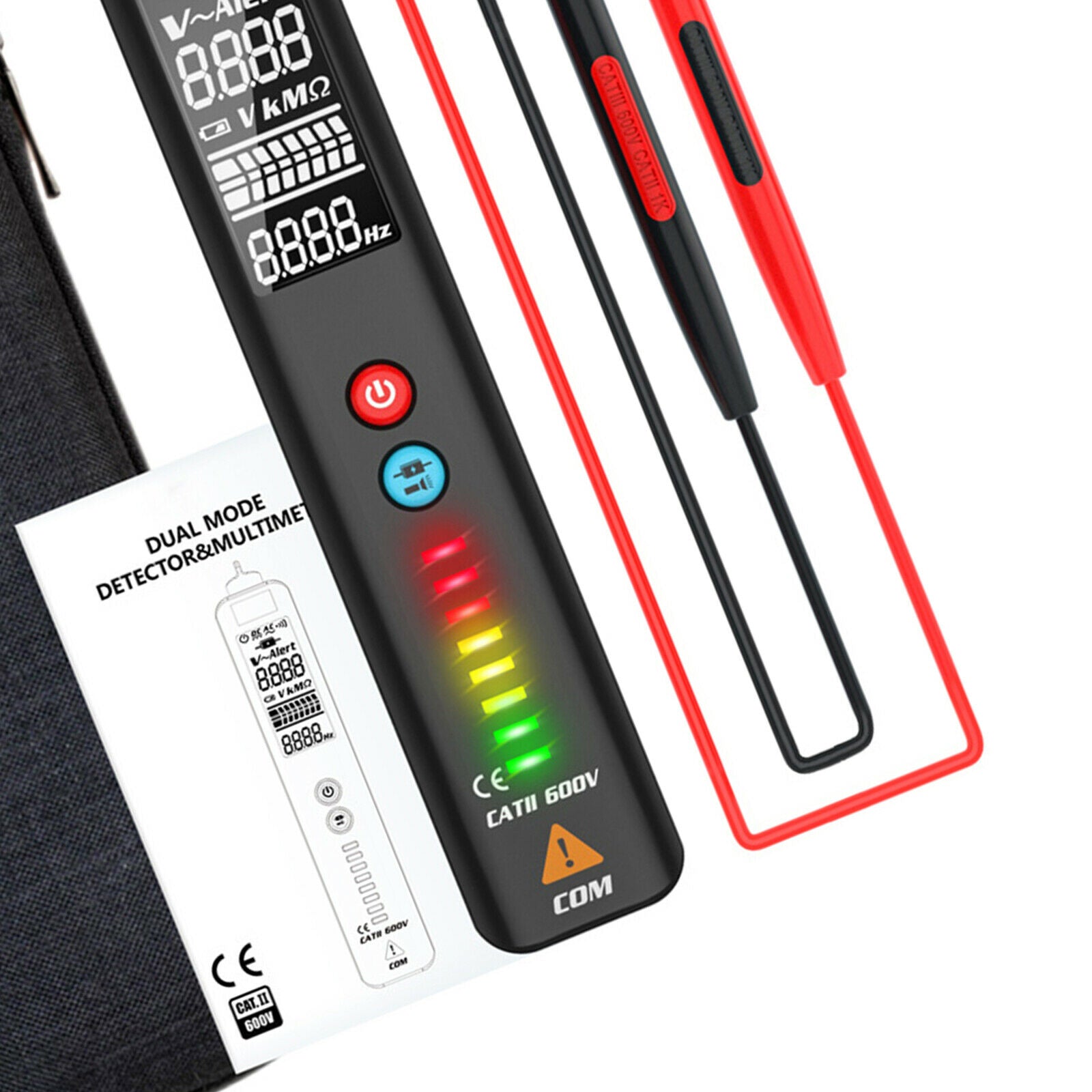 Smart Digital Multimeter Voltmeter w/ 8 LED Indicator Portable Space Saving
