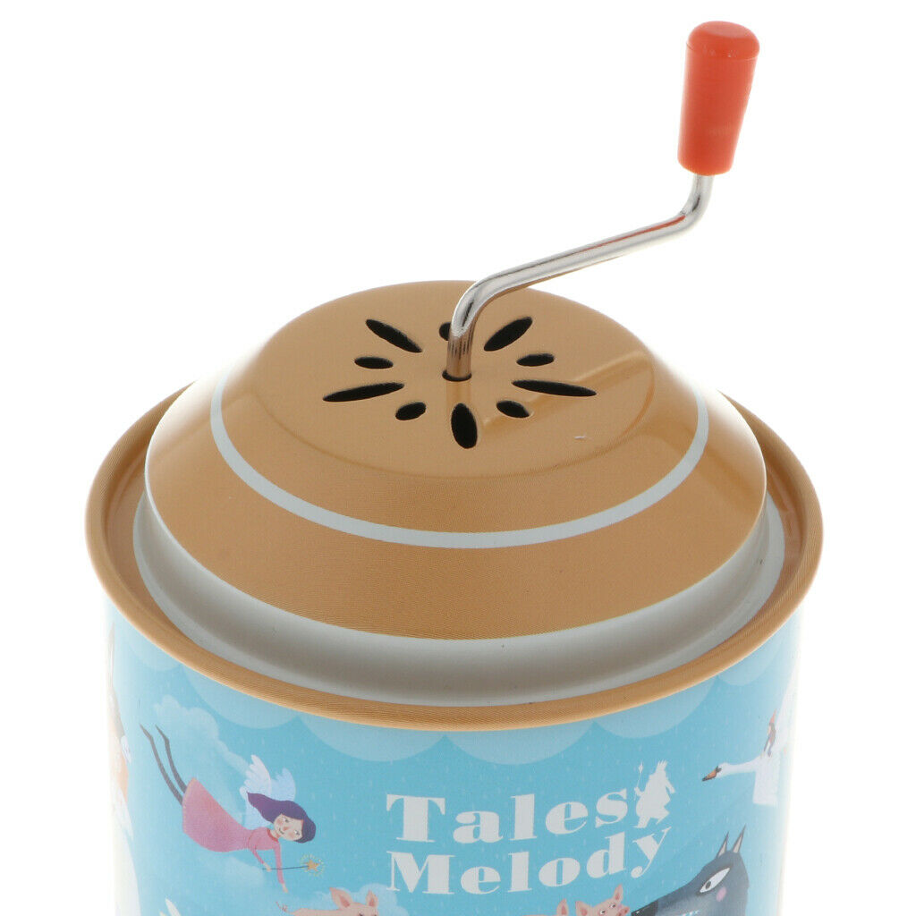 Classic Cartoon Fairy Tale Tin Hand Crank Music Box for Kids Toddler Christmas