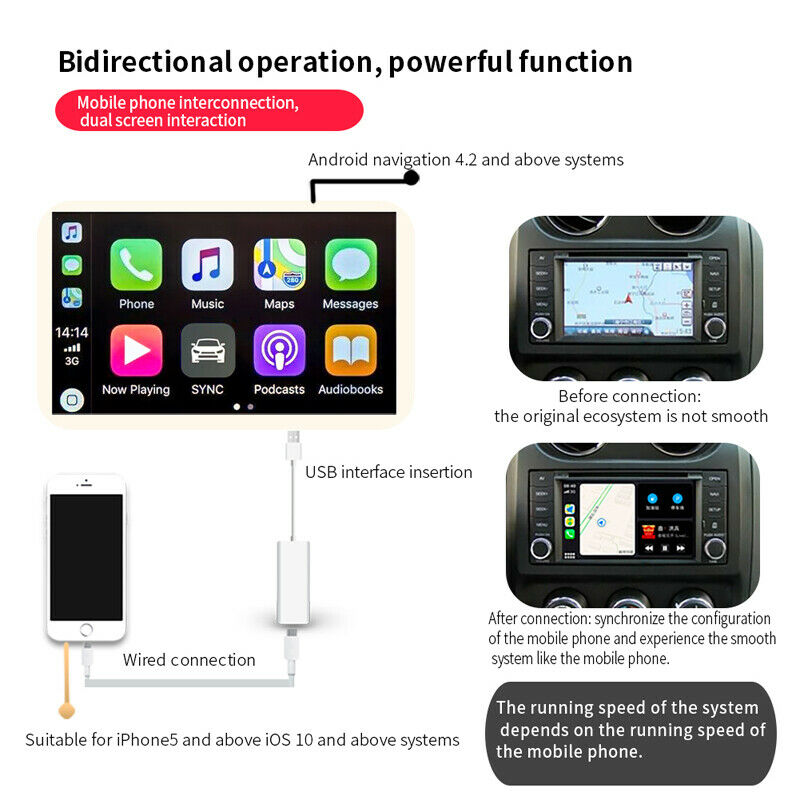 5V USB Dongle Carplay Car Navigation System MP5 Head Unit Fit for iOS Android