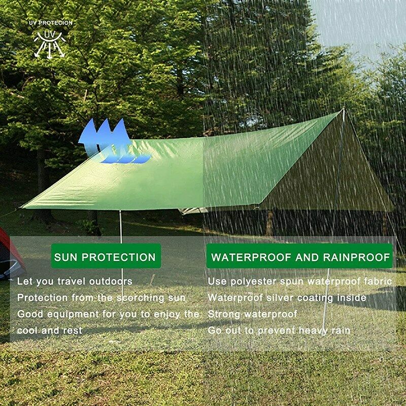 Camping Tarp Waterproof Hammock Rain Fly Cover Waterproof Tent Picnic Mat TeY9F1