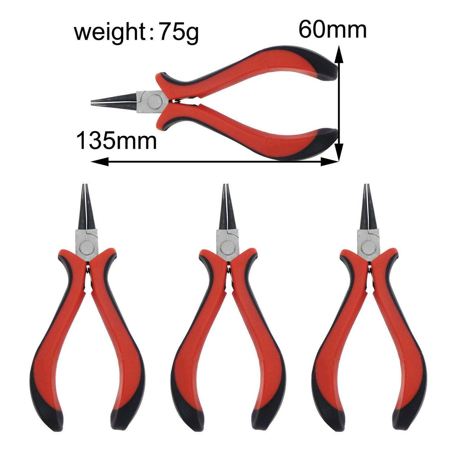Needle Nose Pliers with Rubber Handle Modeling Jewelry Wire Work Repair Tool
