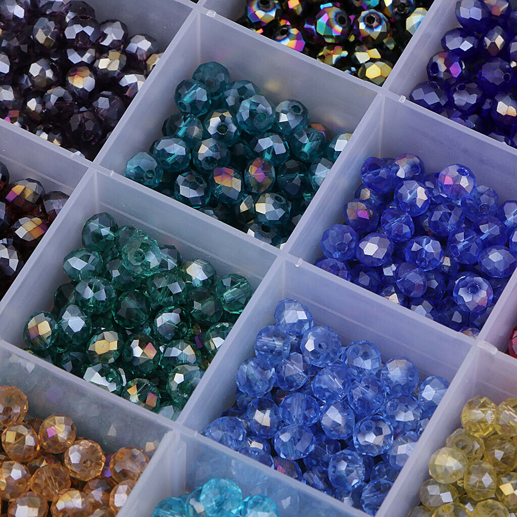 1200PCS/Box Crystal Glass Beads Rondelle Faceted Loose Spacers Beads 6mm Making