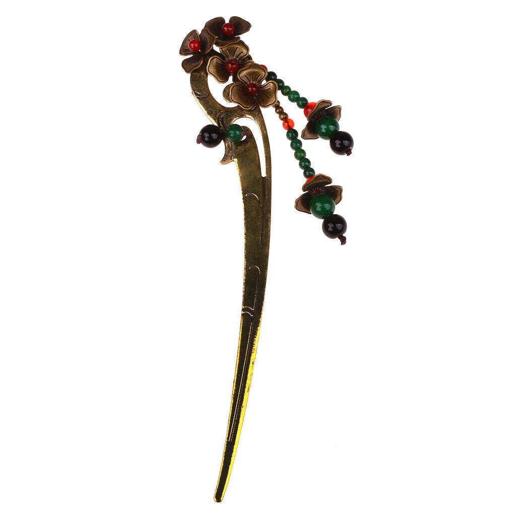 Brass Flower Design Hair Stick Long Hair Jewelry Elegant Wedding Hairpn