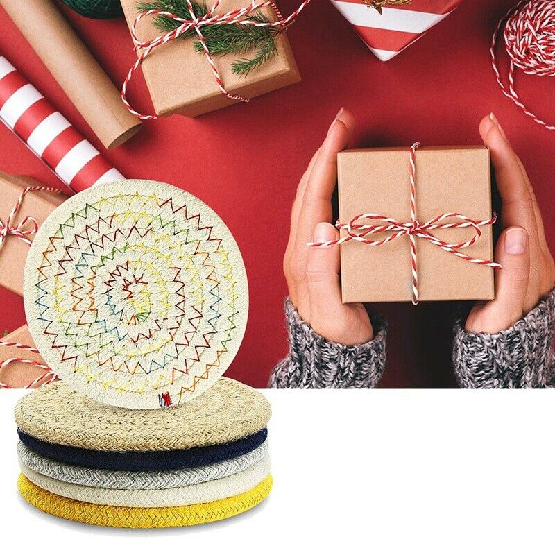 6 Pack Handmade Cotton Braided Drink Coasters,Heat-Resistant Coasters for WoG4V6