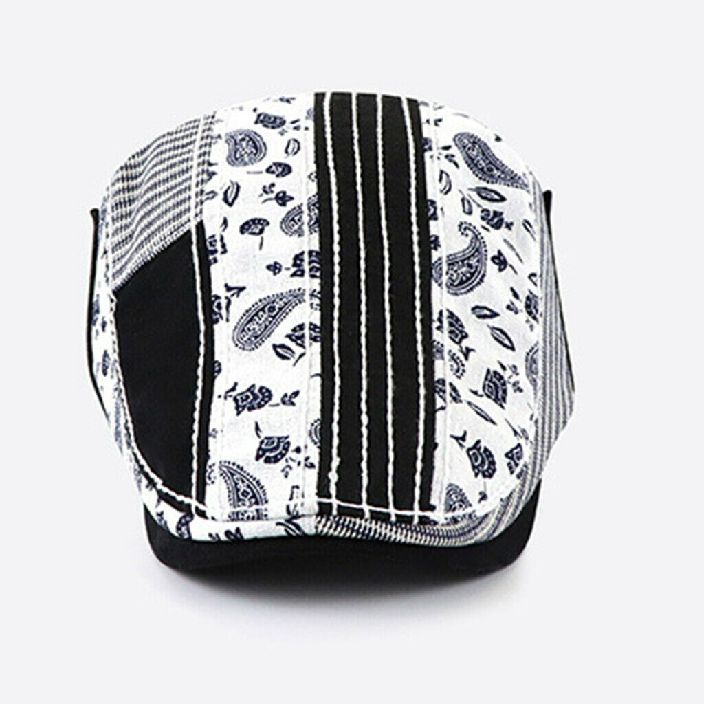 2pcs Men Patchwork Paisley Flat   Summer Baker  Newsboy   Sun Hat