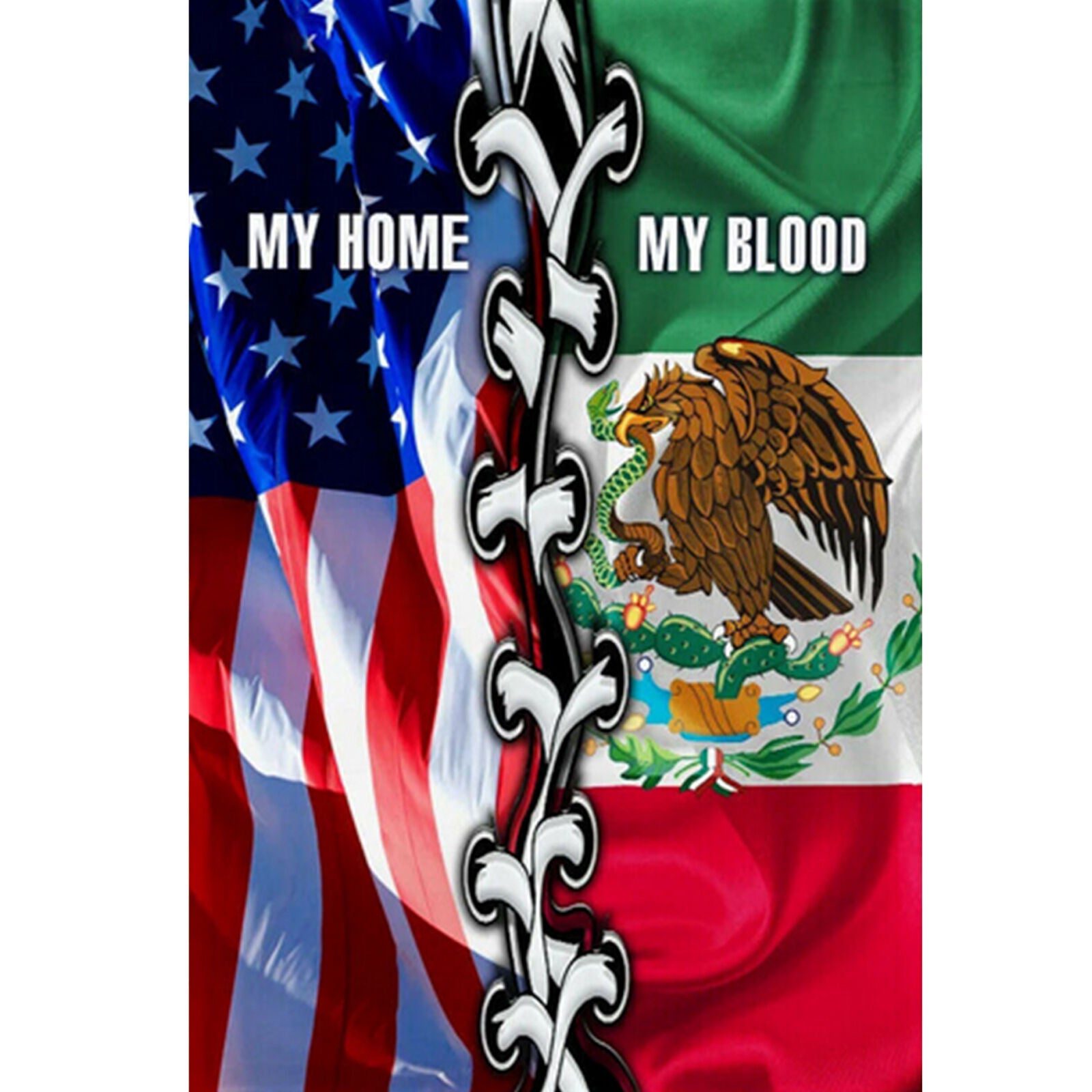 Mexican American My Home My Blood Flag Garden and House Flag