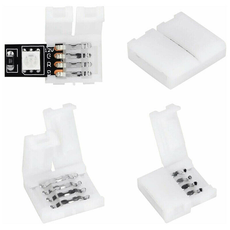 10pcs 4-pin 10mm  Solderless Gapless Connector for SMD 5050 RGB LED Strip Light