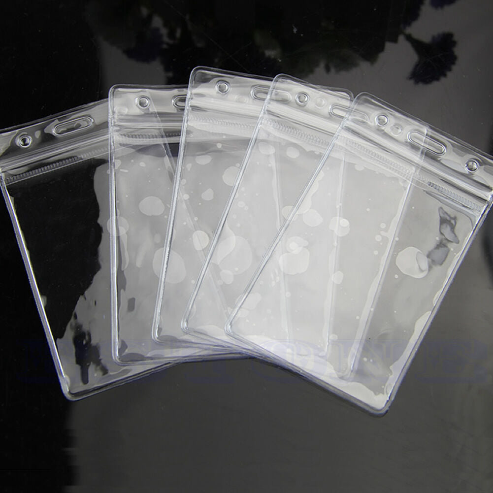 5X Useful PVC Wholesales Clear Anti Water Badge ID Name Waterproof Card Holders