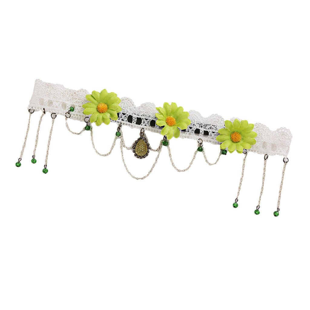 Elegant Hair Accessory Headband Daisy Tassel Lace Bride Bead Elastic Jewelry
