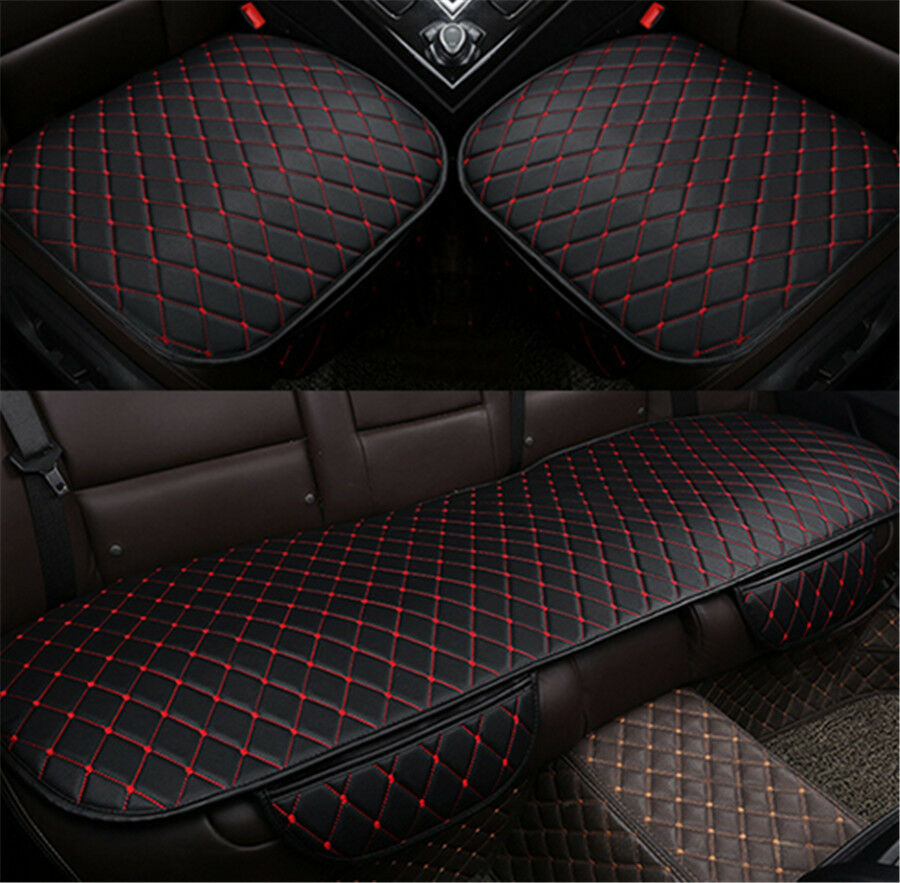 2x Black&Red PU Leather Auto Car Front Seat Cover Cushion Four Seasons Universal